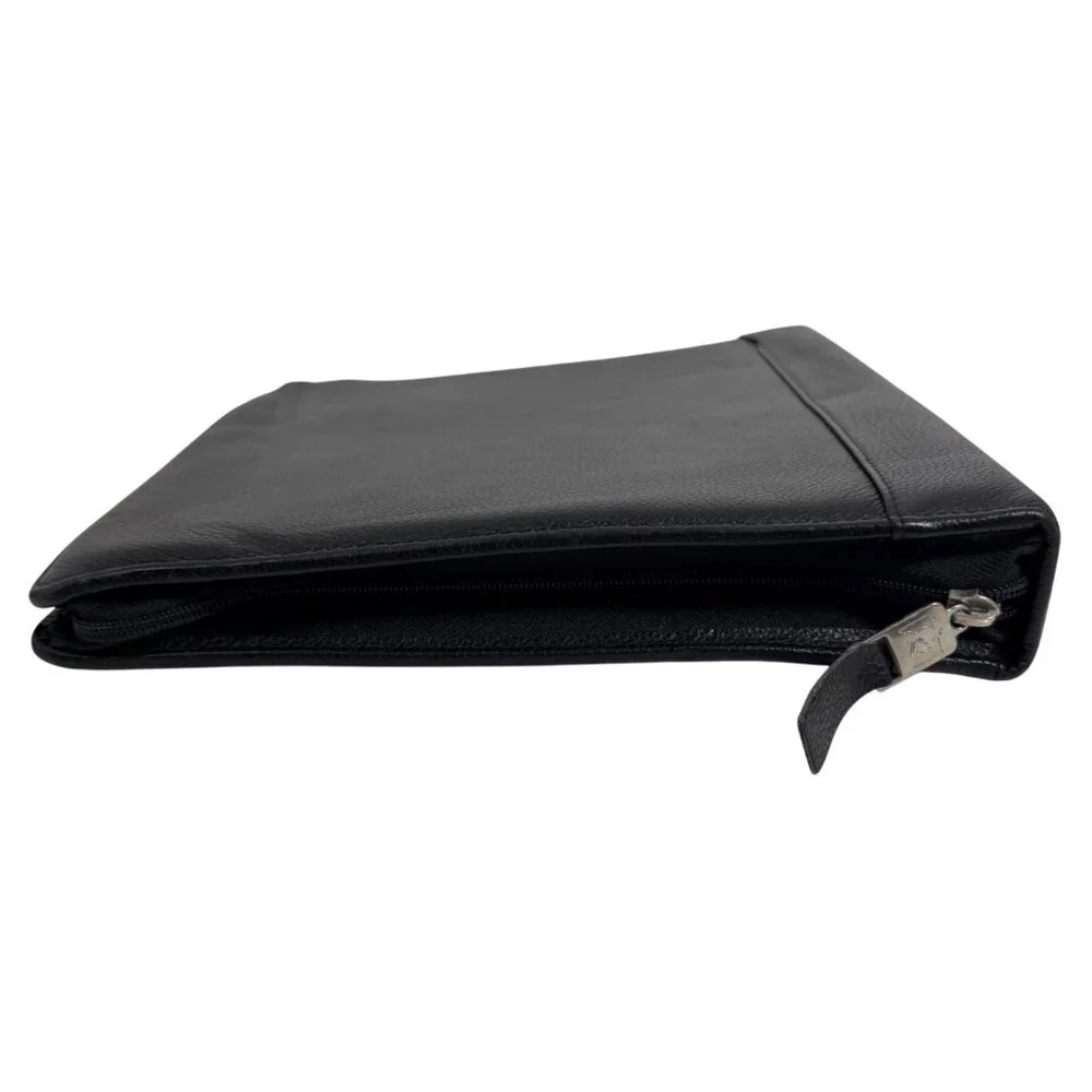 Vintage Franklin Quest Covey Classic Black Leather Large 7 Ring Zip Binder